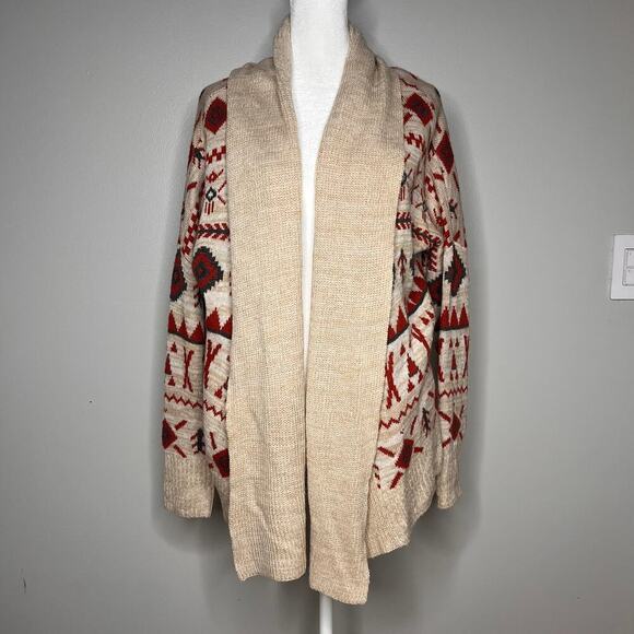 Roxy Women's Aztec Print Long Line Cardigan Size Medium Southwestern Boho Hippie - Picture 3 of 6